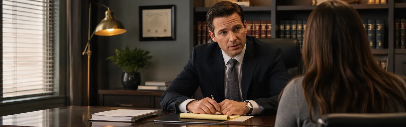 Attorney consulting with client